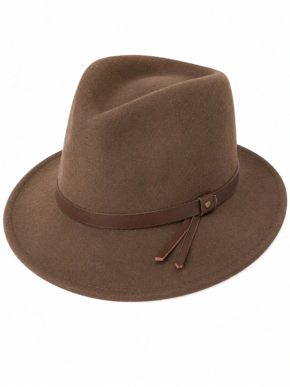 Dorfman Pacific 100% Wool Felt Brown Wide Brim Fedora Hat Size L USA Made|unisex